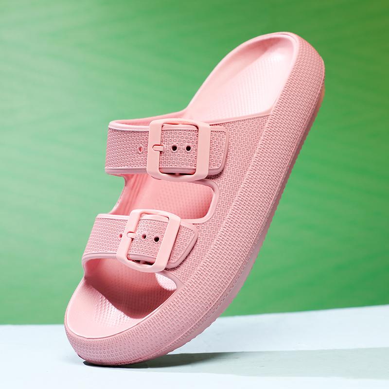 2024 Summer EVA Slippers Women Cloud Thick Platform Outdoor Soft Beach Sandals Women Slides Design Yellow Pink  Thickening