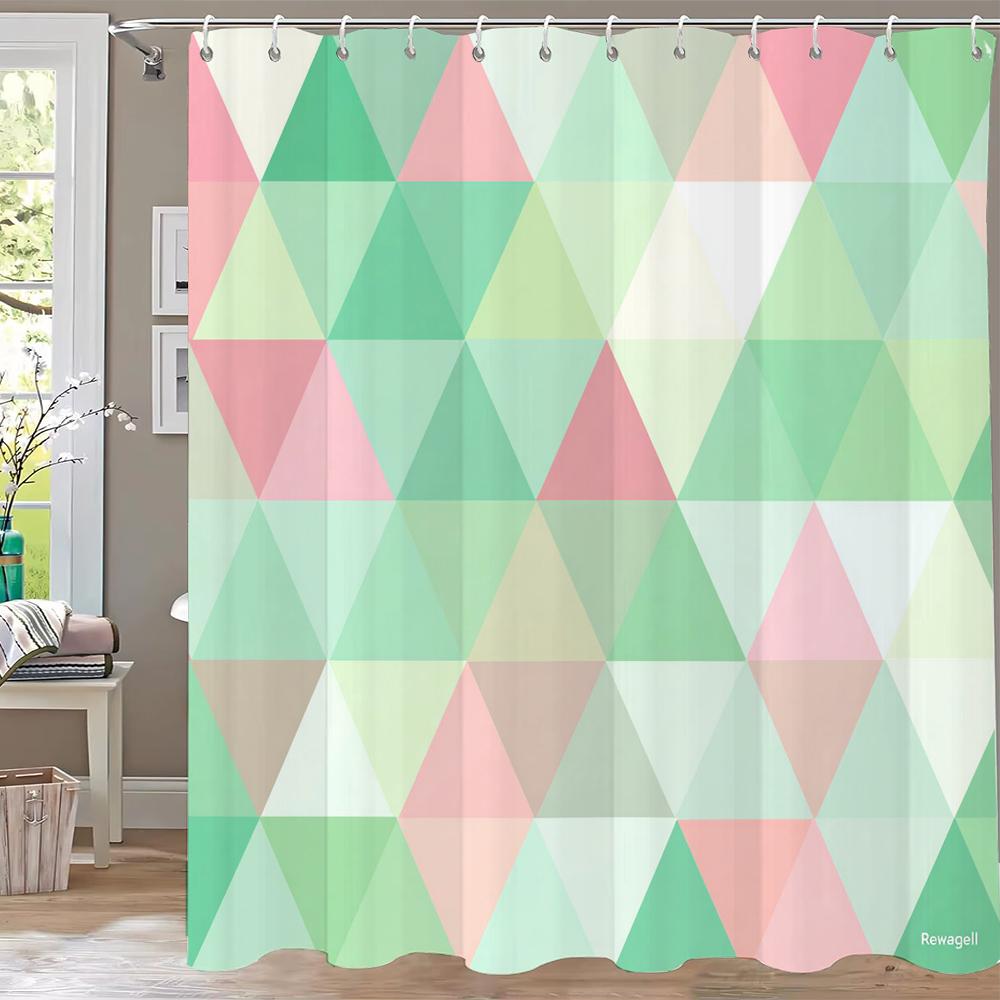 Modern Lines Bathroom Curtain Colored Plaid Pattern Shower Curtain Bohemian Home Bathroom Decor Polyester Shower Curtains