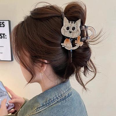 Cute Kitty Claw Clip for Women,  New Model, High-End Shark Clip Hair Clip Back of Head Hair Accessory.