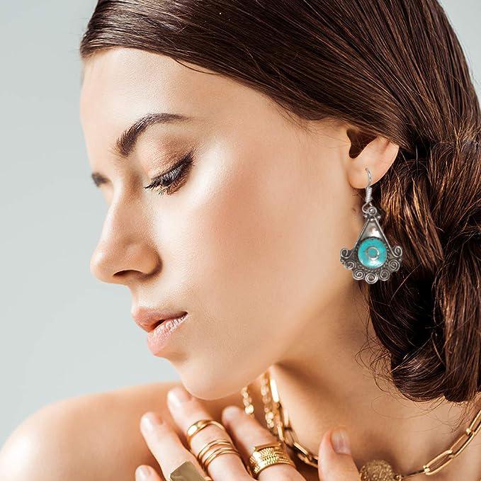 

Тибетская бирюза лазурит непальские серьги украшения ручной работы коралл племенной