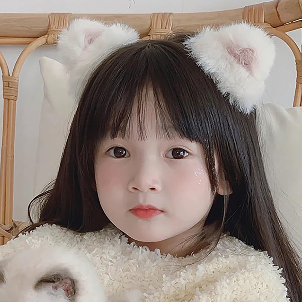 GUFER Katzenohren Haarspangen, Lolita Kopfschmuck, Niedliche Tierohren, Cosplay Haarspangen, Flauschige Katzenohr Haarornamente, Kinder Haarspangen, Kostümzubehör,