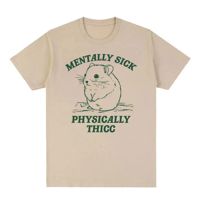 

2025 High Quality High Design New Hamster Print with Funny Mental Illness Body Fat Hamster for Men and Women T-shirts XXXXL