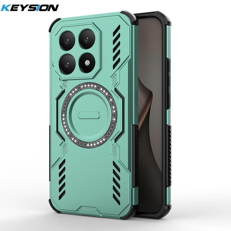 KEYSION Hollow Heat Dissipation Case for Xiaomi 15T Pro 5G Silicone+PC Magnetic Cooling Shockproof Phone Cover for Xiaomi 15T