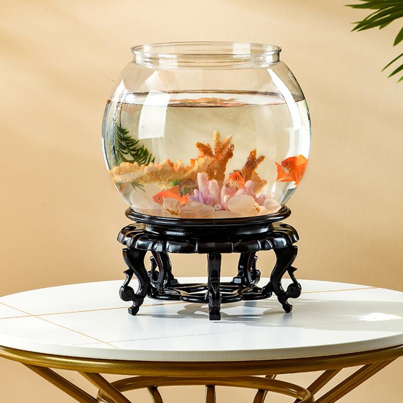 Transparent Round Ornamental Fish Tank Portable Goldfish Small Fish Bowl Pet Plastic Lightweight Desk Aquarium Bowl Home Decor