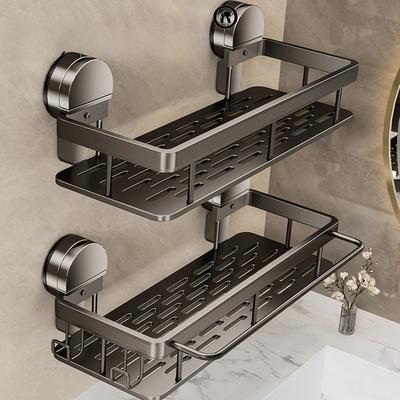 Suction Cup Bathroom Shelf No Drill Wall Mounted Shampoo Bottle Shower Rack Toilet Storage Rack Aluminum Bathroom Kitchen
