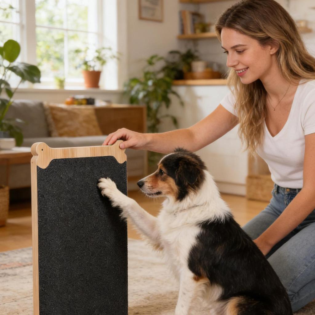Hund doppelseitiges Nagelpflege-Werkzeug Holz-Hunde-Nagelkratzbrett Interaktives Welpen-Kratzbrett Hunde-Krallen-Schneidebrett