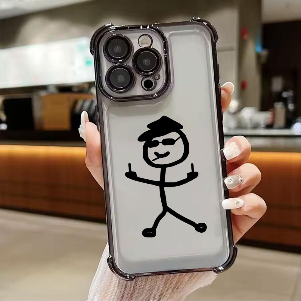 Stickman Cool Middle Finger Cute Man Phone Case For Xiaomi 15T 14T 13 Pro 15 F8 Ultra Poco X7 F7 Pro 5G X5 X6 F5 M7 Clear Cover