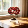 Acrylic Rose Ornament, 2D Flat Flower Decoration with Base, Table Centerpiece Rose Ornament, Romantic Desktop Decor for Home Shelf Cabinet