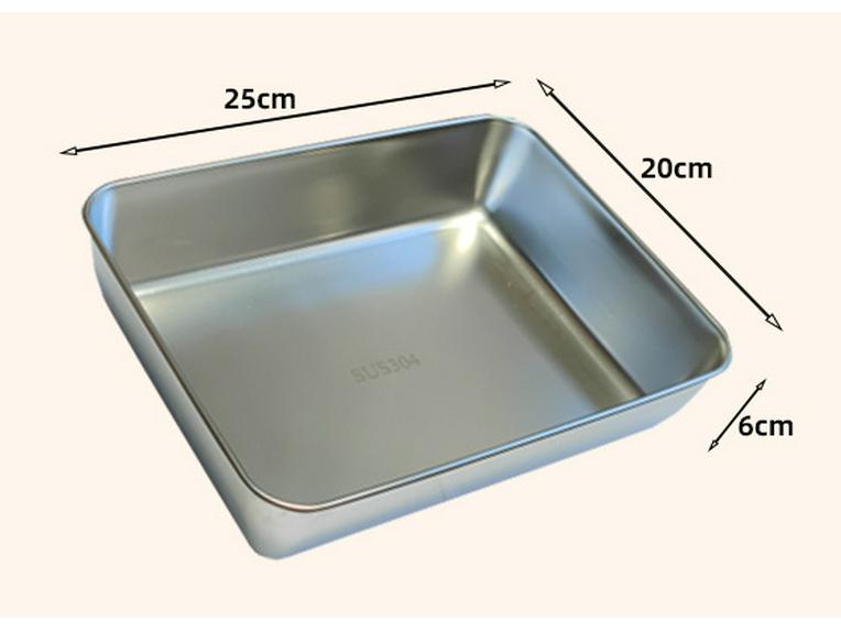 Stainless Steel Non-Magnetic Towel Tray with Lid - Flat Bottom Square Pan for Tiramisu & Ejiao
