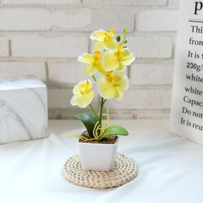 Multi-Bloom Simulated Butterfly Orchid White Flower Pot Faux Flowers Artificial Orchid Bonsai DIY Artificial Faux Plants