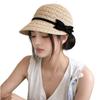French Small Fragrance Style Bow Woven Knight Hat Women'S Spring And Summer Fashionable Temperament Sunshade Face Small Equestrian Hat