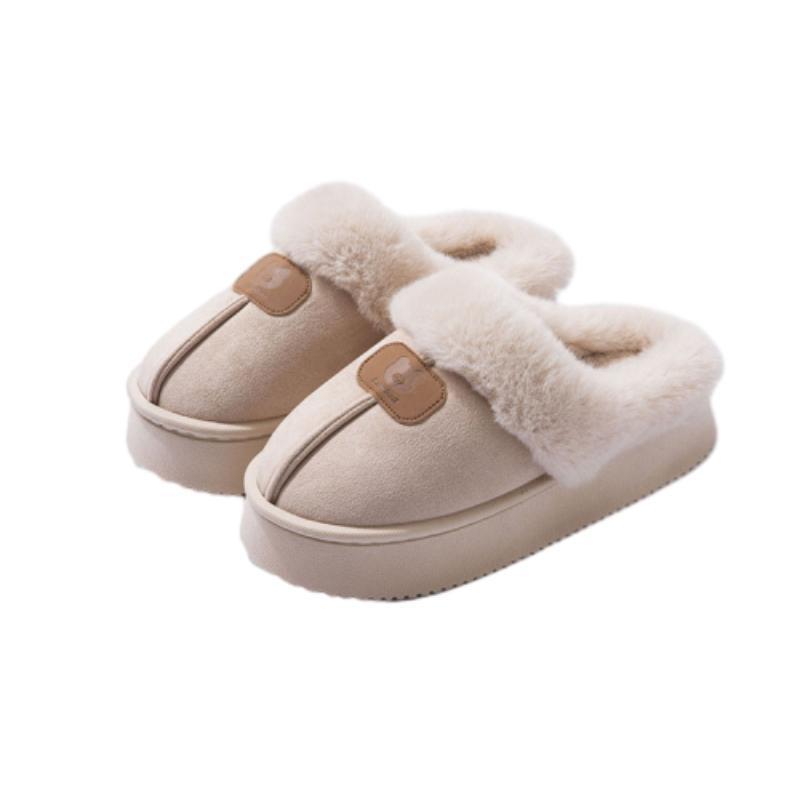 2025 New Thickened Cotton Slippers Raw Autumn and Winter Home Indoor Non-slip Thick-bottomed Velvet Thermal Cotton Slippers
