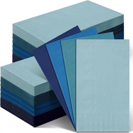 Cholemy 200 Pcs Scalloped Guest Napkin Pastel Colors Cocktail Disposable Hand Towels for Bathroom Guests Towel 2 Ply Paper Napkin for Baby Shower