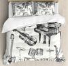 Music Notes Bedding Set Piano Keys Duvet Cover Classic Melody Comforter For Kids Boys Girls Bedroom Decor