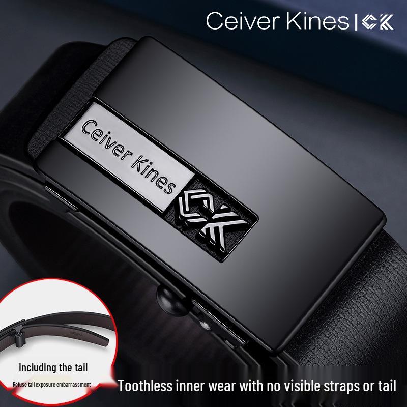 

Men s Genuine Cowhide Leather Belt with Automatic Buckle – Business Casual Versatile Waistband 110 cm