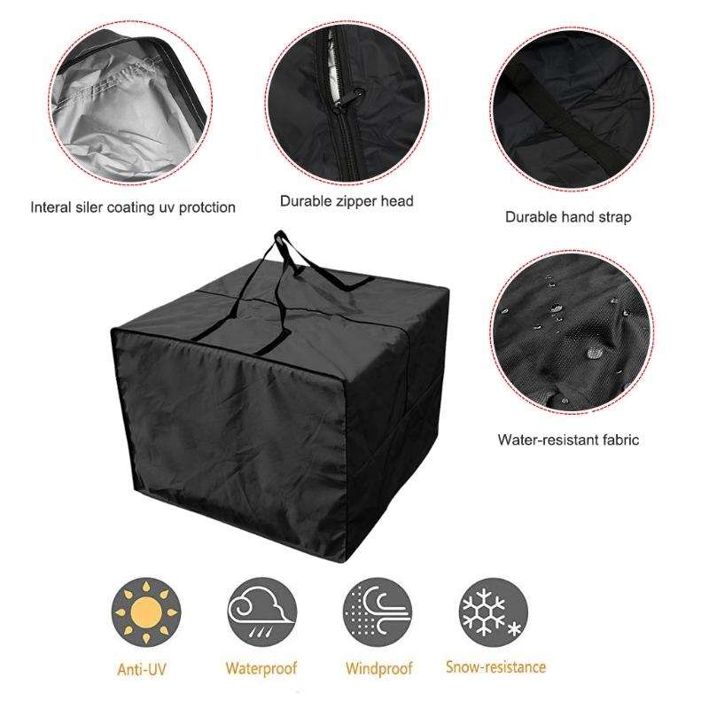 Square Cushion Storage Bag, Waterproof Protective Cover with Zipper and Handle, Garden Furniture, Seat Suitcase