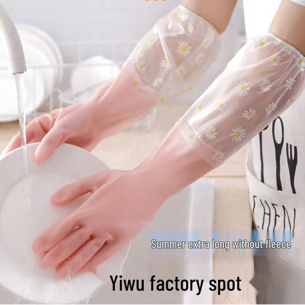 Extra Long Waterproof Dishwashing Gloves for Kitchen and Laundry, Jelly Color PVC