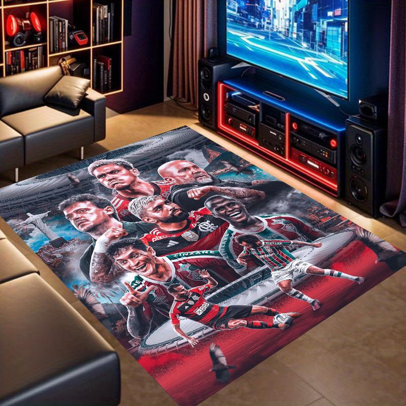 Brazil Football Club Player Collage Print Area Rug Non‑Slip Rectangular Floor Mat Soccer Fan Gaming Living Bedroom Decor