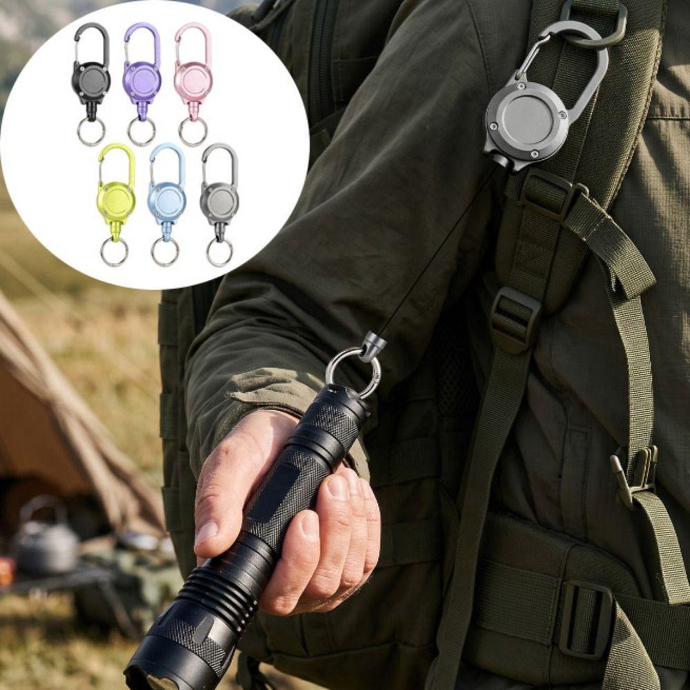 Aluminum Zinc Zinc Alloy Retractable Keychain Steel Cable Retractable Key Holder Fishing