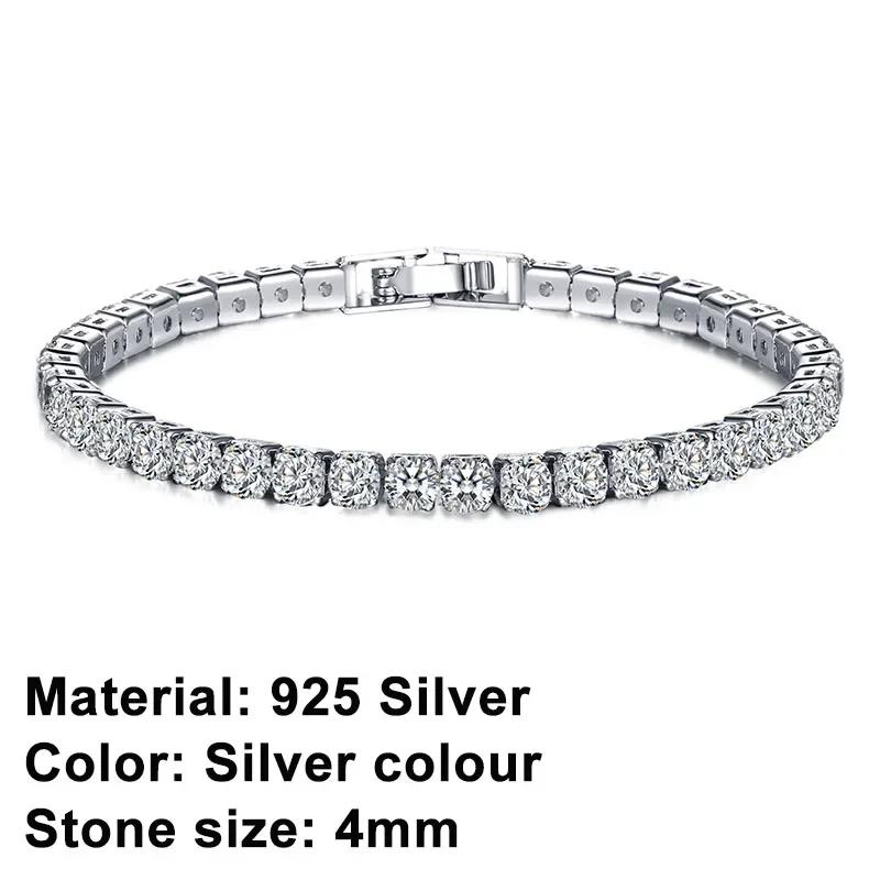 New 925 Pure Silver Rose Gold Bracelet Shining Classic Hip Hop Crystal Tennis Bracelet Women's Jewelry Fashion Wedding Gift