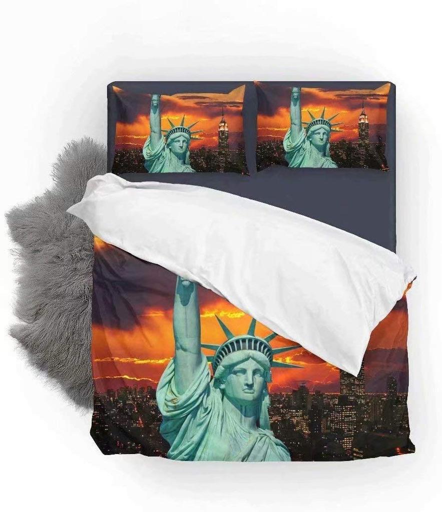 Statue Of Liberty Duvet Cover Set For Teens Adults Lightweight Down Quilt Covers Room Decor 2 Pillowcases 1 Duvet Cover No Quilt