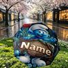 Custom Name Personalized The Smurfs Print Umbrella, Auto Open Close, 8‑Rib Sturdy Frame, Commute Camping Hiking Use, Birthday Gift