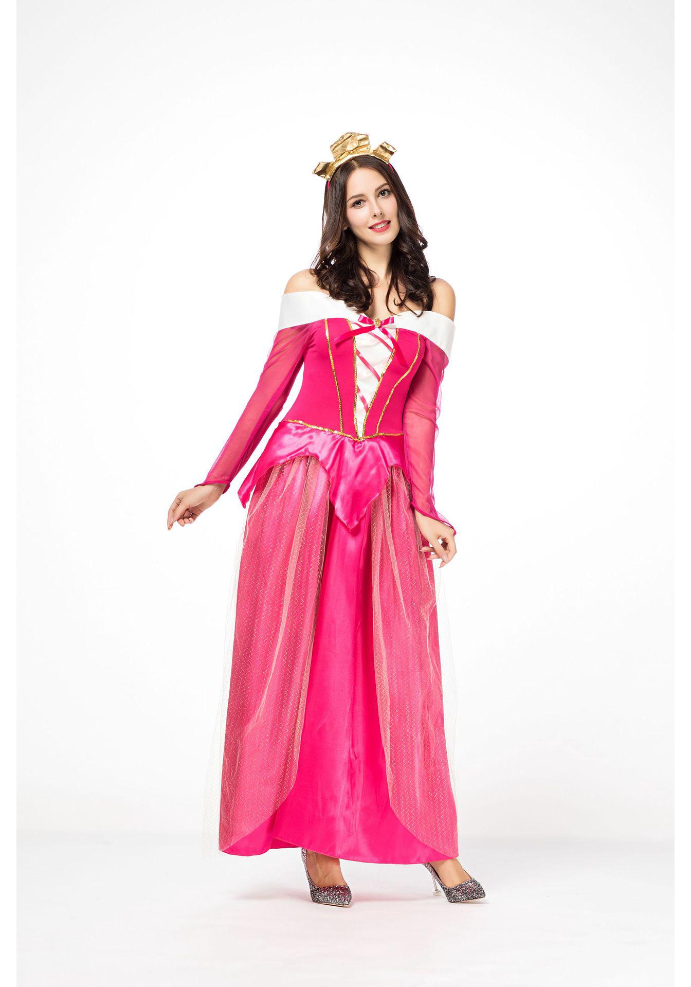 

Halloween Pink Princess Aurora Cosplay Dress from Grimm Fairy Tales: Sleeping Beauty L