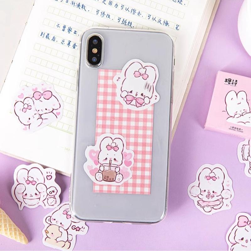 45 KS Kawaii Králičí Samolepky Japonský Styl Roztomilé Samolepky DIY Scrapbooková Samolepka Kreslený Králíček Kancelářské Samolepky Nálepky na Notebook Diář DIY