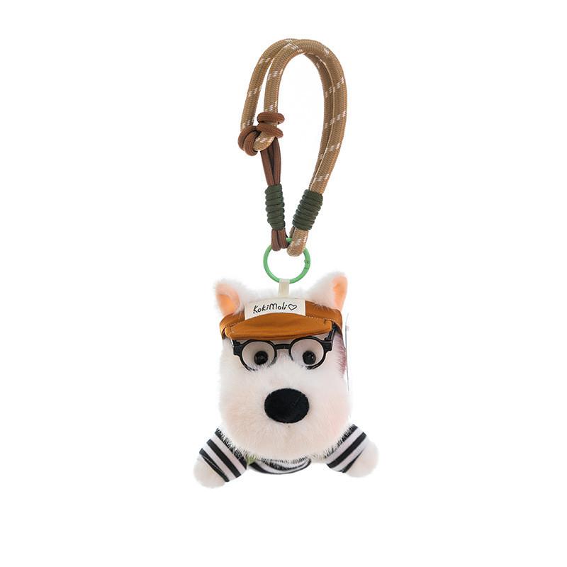 West Highland White Terrier Plush Dog Keychain With Cartoon Highlander Design For Gift And Bag Decoration