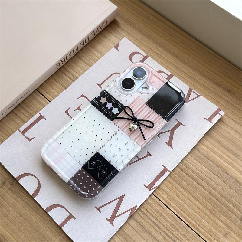 

Модный чехол для телефона с бусинами и бантом для iPhone 15 16 Pro Max 14 13 Pro, милый кулон-сердечко для девочек и женщин, чехол для телефона для Apple For iPhone 14 Pro