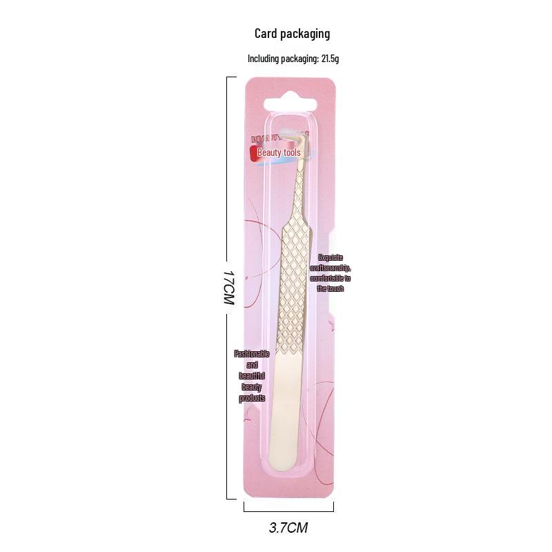 Golden Feather Stainless Steel Lash Tweezers with Net Grip for Precision Eyelash Application