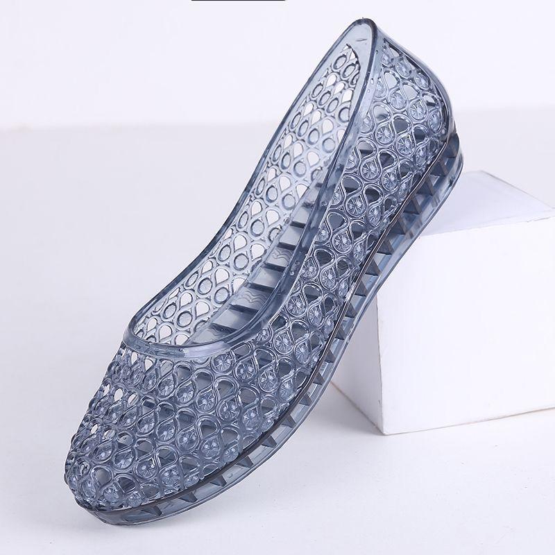 Sandálias para Mulheres Fashionáveis Versáteis Antiderrapantes Resistentes ao Desgaste Jelly Transparentes Confortáveis para Usar ao Ar Livre no Verão