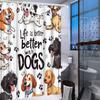 1pc Playful Cartoon Dogs Shower Curtain - "Life Is Better with DOGS" Text, Expressive Happy Faces, Unique Collars & Tags, Poly