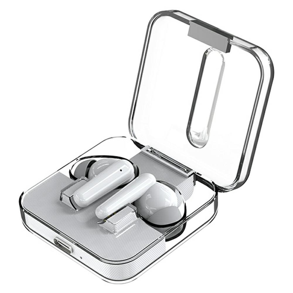 

S168 Wireless Bluetooth-Compatible Earphones Touch Control Music Headset with Clear Charging Case White