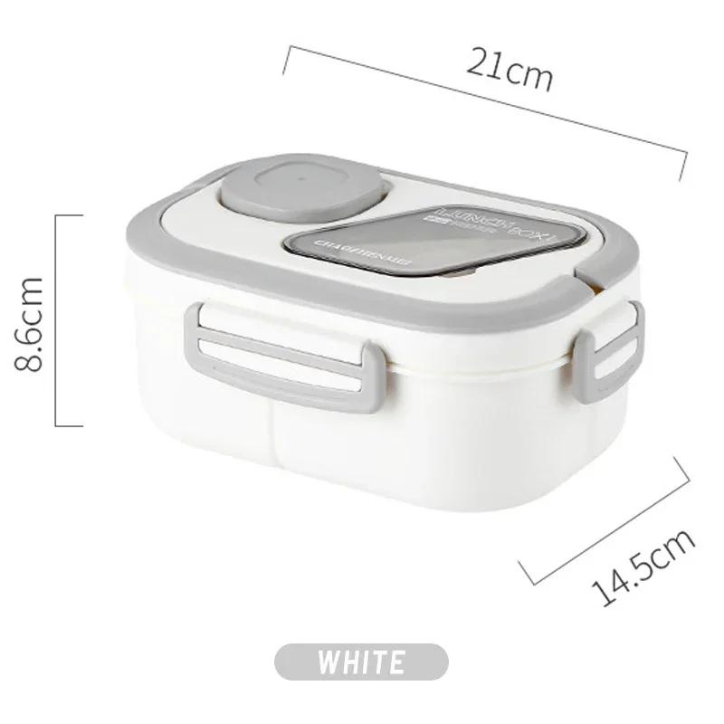 Tragbare Lunchbox mit Fach aus Weizenstroh, Bento-Box mit Tragegriff, wiederverwendbare Geschirrbehälter, Mahlzeiten- und Snackbehälter