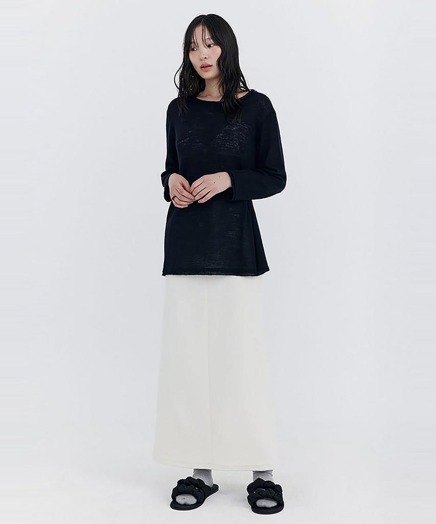 WNDERKAMMER Wool Button Line T-Shirt_Navy