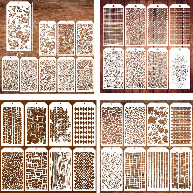 Multifunctional Plastic Painting Template Vintage Hollow Pattern Creative DIY Journal Student Supplies Stationery