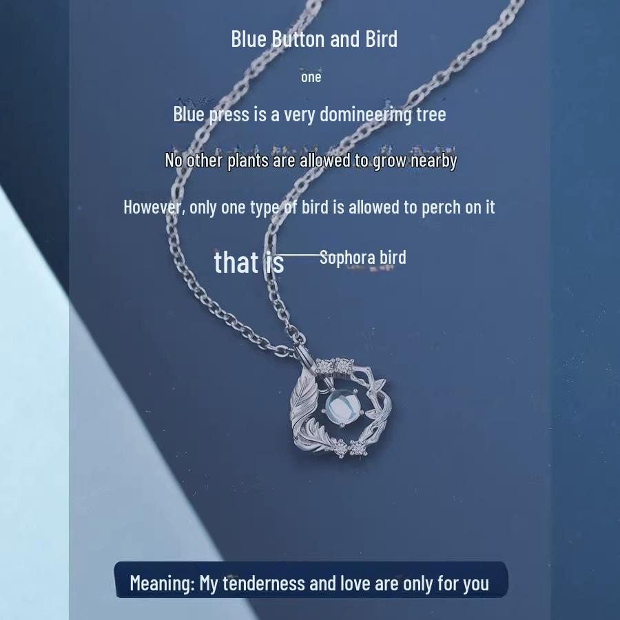 Eucalyptus and Bird Necklace - Elegant and Versatile Korean Friendship Gift for Women