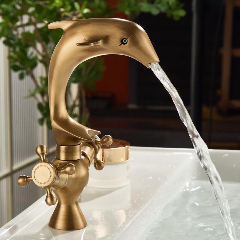 TLXT Retro Dolphin Bathroom Basin Mixer Faucet