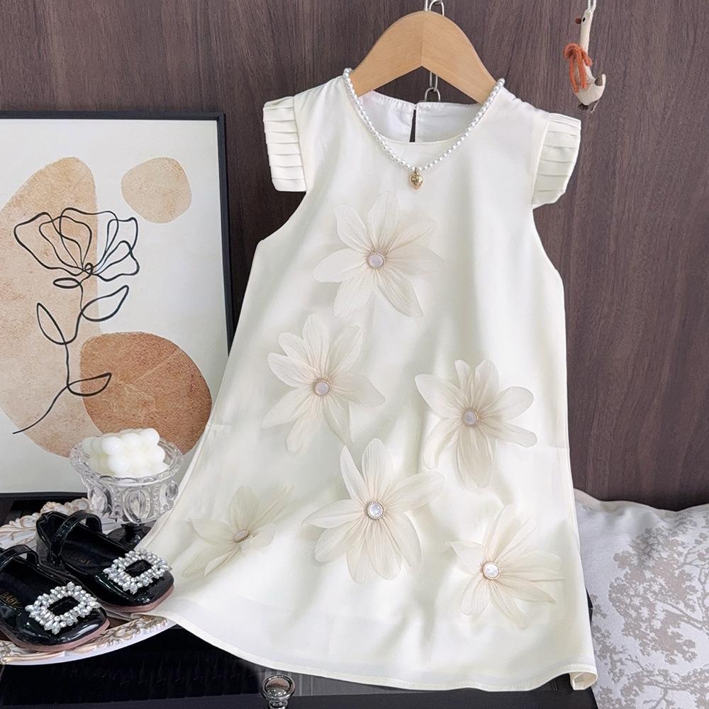 Mädchenkleid Sommer Neu Ärmellos Hochwertiges Gefühl Kinderkleidung 3D Blume Prinzessinnenkleid Großes Mädchenkleid