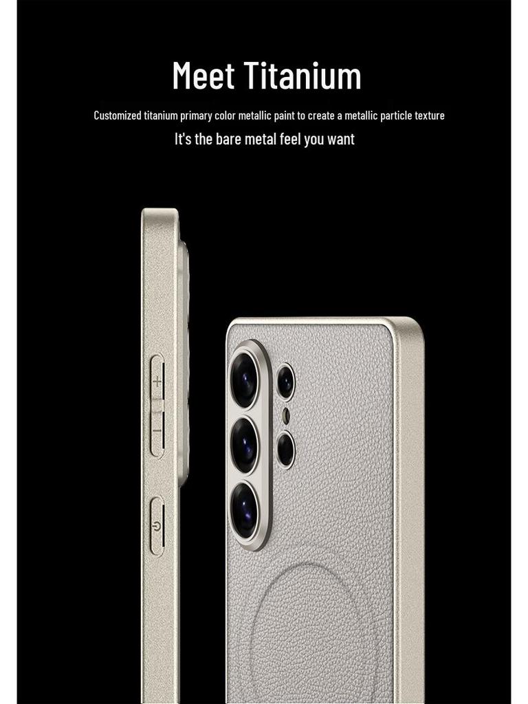 Samsung S26 Ultra Leather Phone Case: Premium Magsafe-Compatible Metal Paint Design