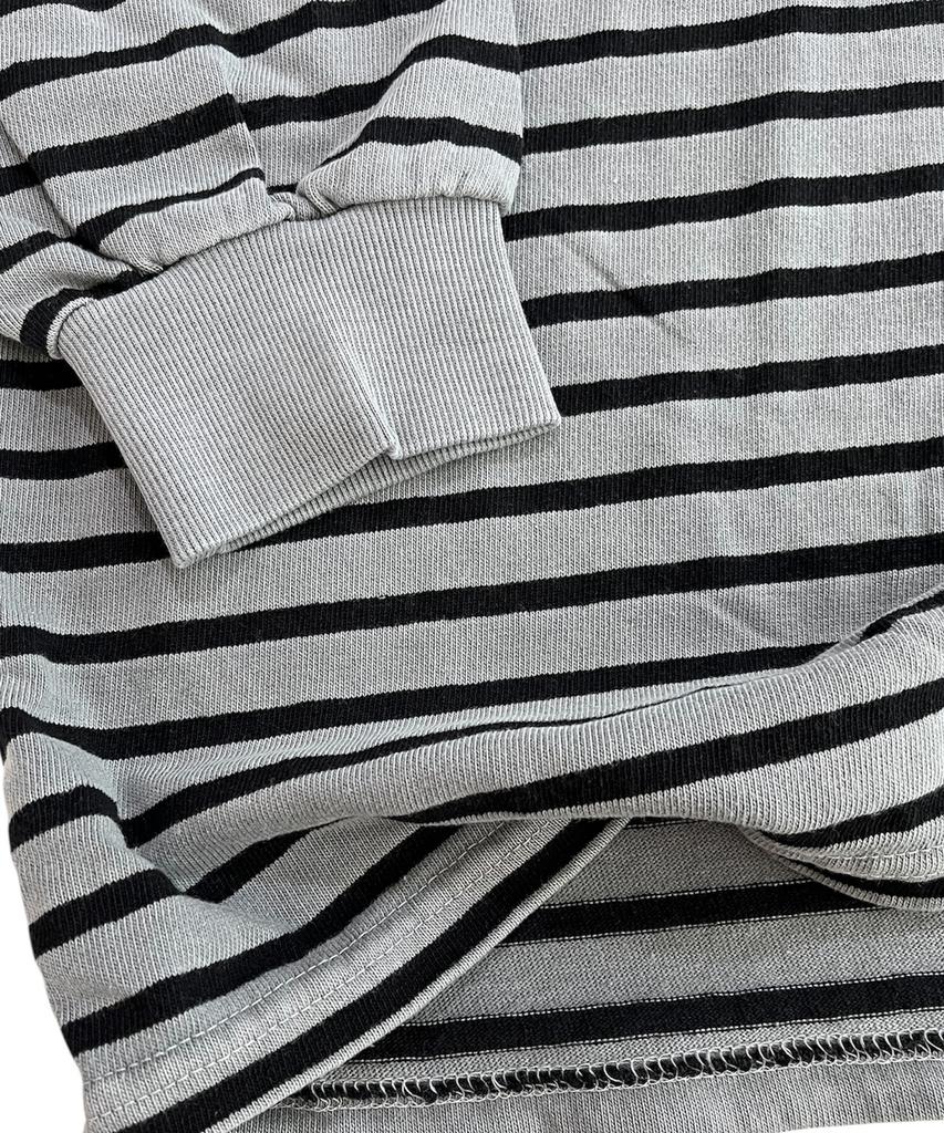 SK8ER ROCK Pigment 88 Stripe Rugby Shirt ((Gray*Black))