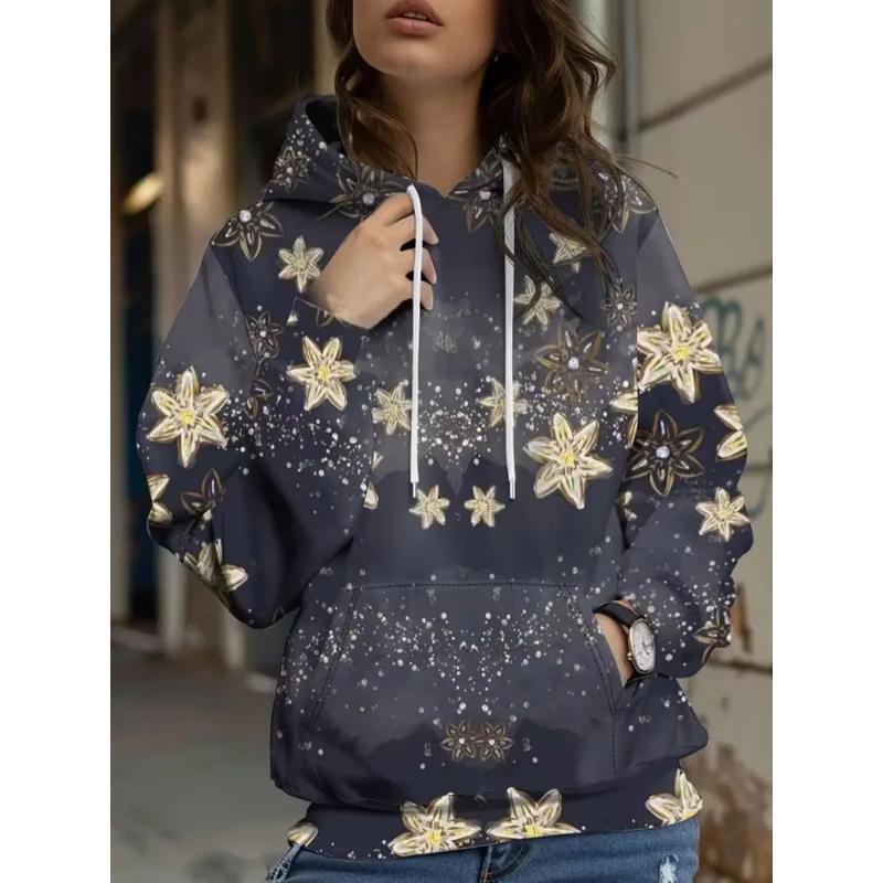 Fashionable Women's Hooded Sweatshirt, 3D Casual Color Print Casual Long-sleeve Sweatshirt