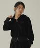 Covernat Woman Crop Velvet Zip-Up Hoodie Black