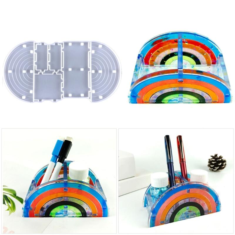 Multipurpose Rainbow Pen Holder Silicone Mould Versatile Castes Set for Home and Office Decoration and Jewelry Storage