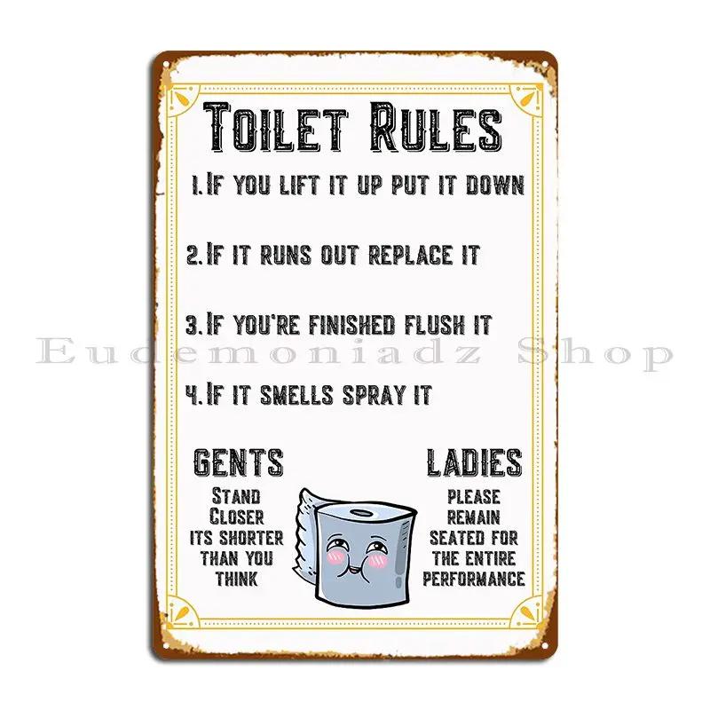 Toilet Rules Metal Signs Retro Customized Kitchen Wall Decor Vintage Tin Sign Poster