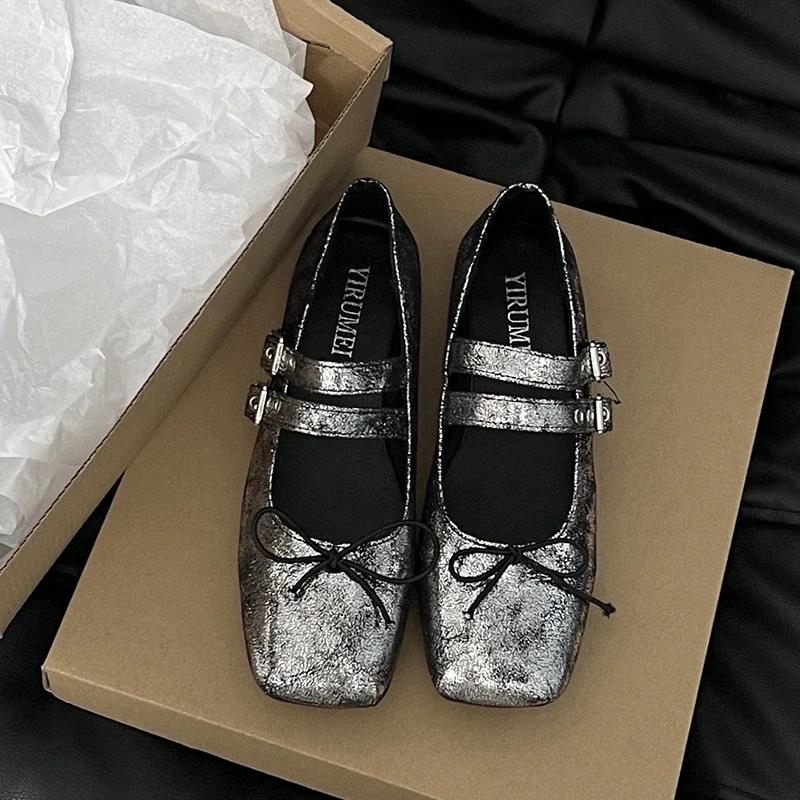 Fashion Designer Spring Women Mary Jane Shoes Fashion Square Toe Ladies Comfort Soft Sole Flats Women's Comfort Ballerinas Shoes