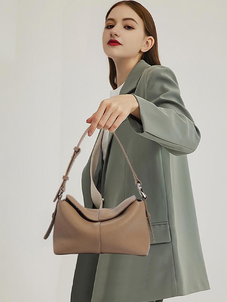 Women's Genuine Leather Cowhide Underarm Shoulder Bag - Versatile Commuter Handbag & Crossbody