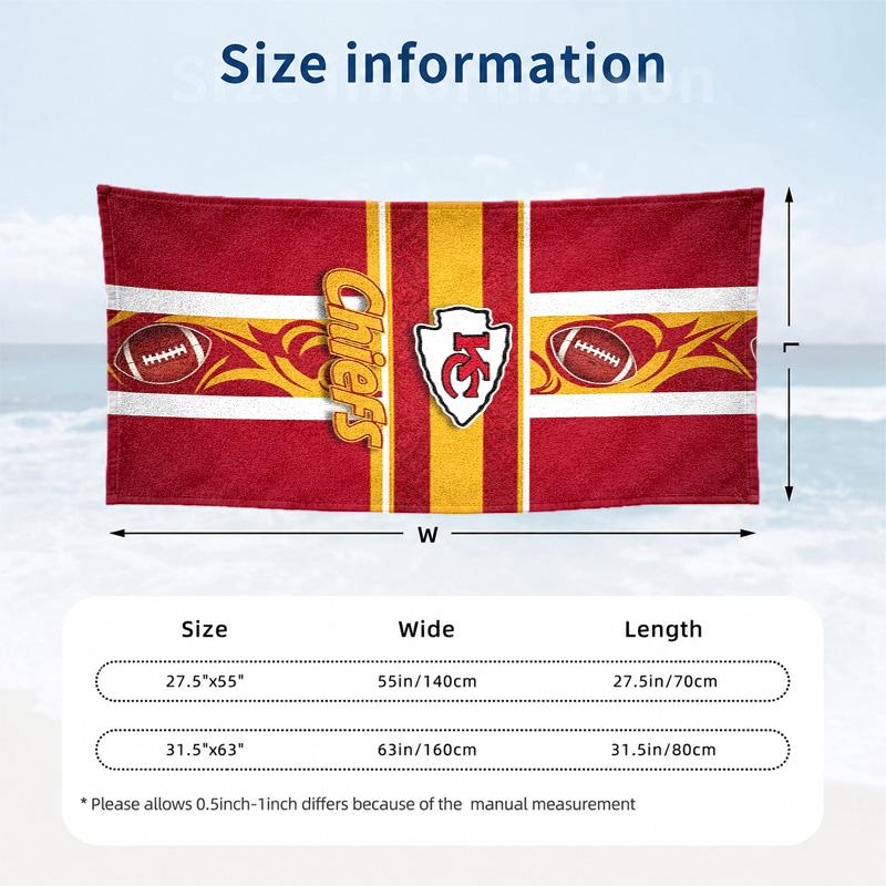 Kansas City Chiefs Beach Towel Quick Dry Sand Free Lightweight Beach Towels for Travel Swimming Camping