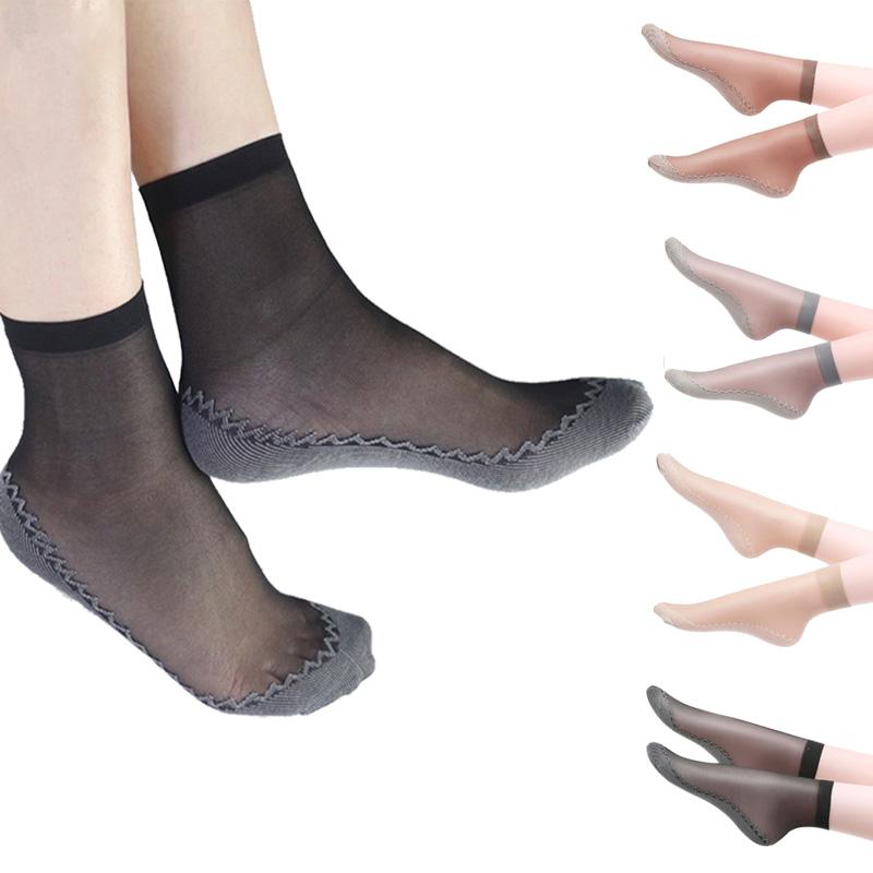 Women's Ultra-thin Cotton Silk Short Socks Seamless Breathable Socks Nylon Fashion Ladies Female Short Ankle Silk Socks